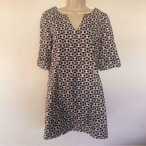 Tibi Navy and White Chain Patterned Mini Dress Size 2